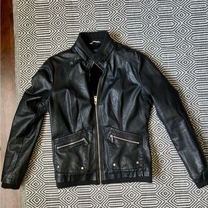 Pleather jacket with gold zipper and details